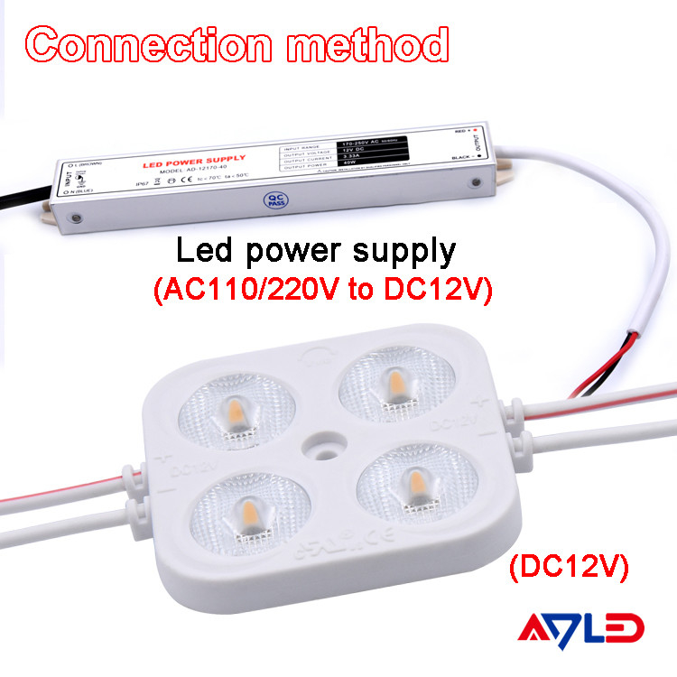 12v 4w LED注射モジュール 屋外広告 SMD 2835 スクエア 4 LEDモジュール 高品質