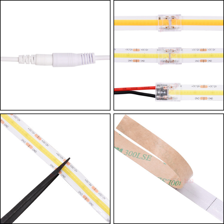 UL 柔軟なLEDストライプ 有名なチップ 24V 超薄型シリコン 10mm PCBボード IP20 528 コブ LEDライト